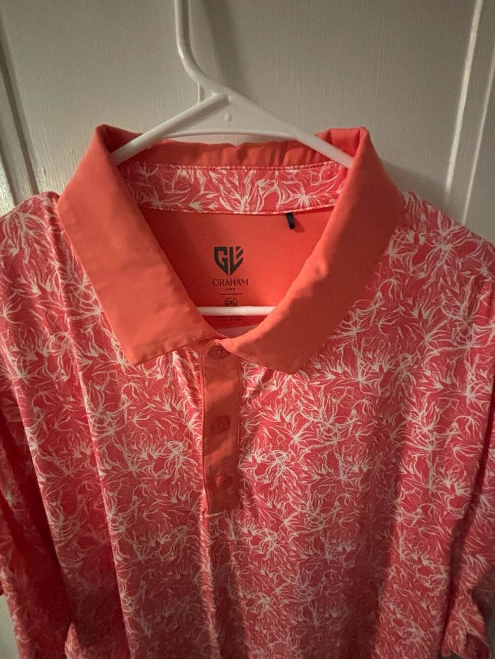 Graham Luxe Men's Floral Print Performance Polo Shirt Size 2XL